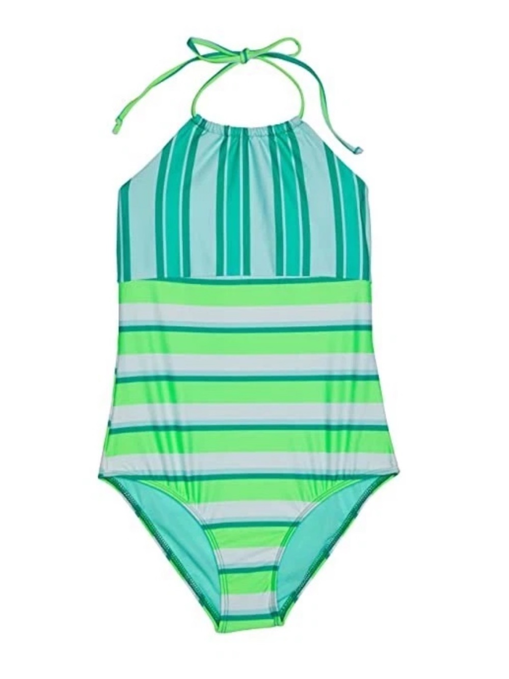 NWT Beach Lingo Girls' Striped Halter One-Piece Swimsuit